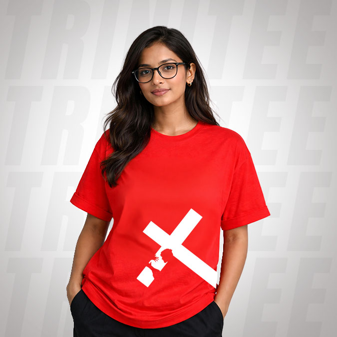 esus carrying the cross graphic Christian t-shirt front view