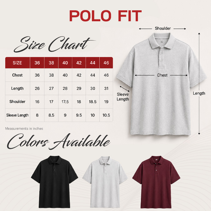 size chart polo Trinitee size chart polo